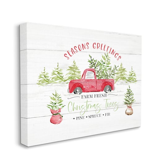 Stupell Industries Farm Fresh Christmas Trees Seasonal Canvas Wall Art